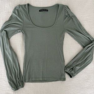Abercrombie & Fitch Green Ribbed Longsleeve